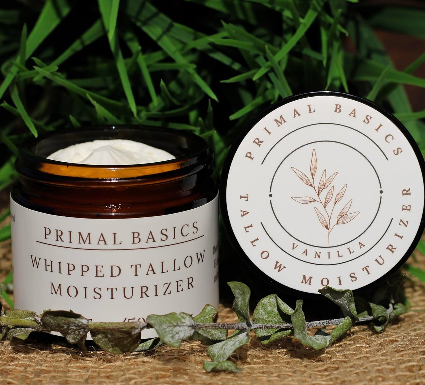 100% Grass Fed Grass Finished Whipped Vanilla Beef Tallow Moisturizer/Body Balm for Face, Body, Oily, Dry, Sensitive Skin 