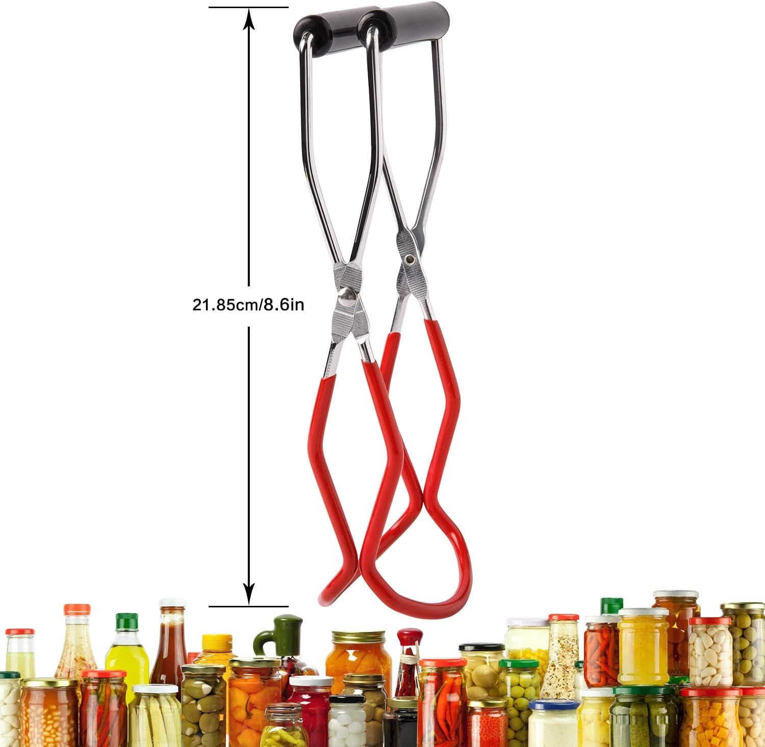 Canning Jar Lifter Tongs Stainless Steel Jar Lifter with Grip Handle for Home Kitchen (Red)