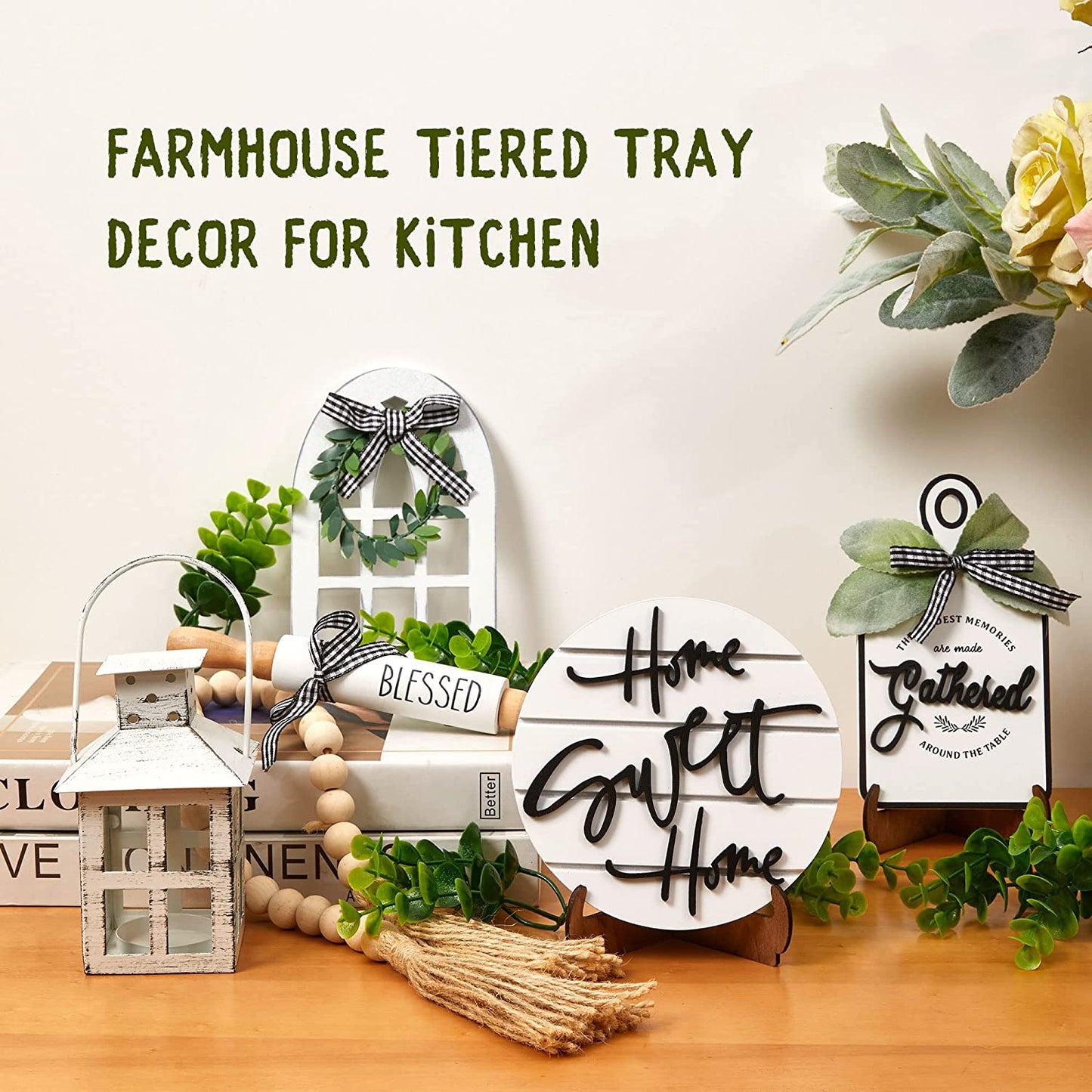 Set of 16 Farmhouse Tiered Tray Decor 