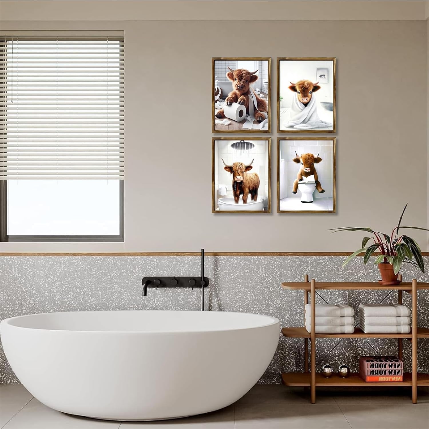 Highland Cow Funny Bathroom Decor Wall Art