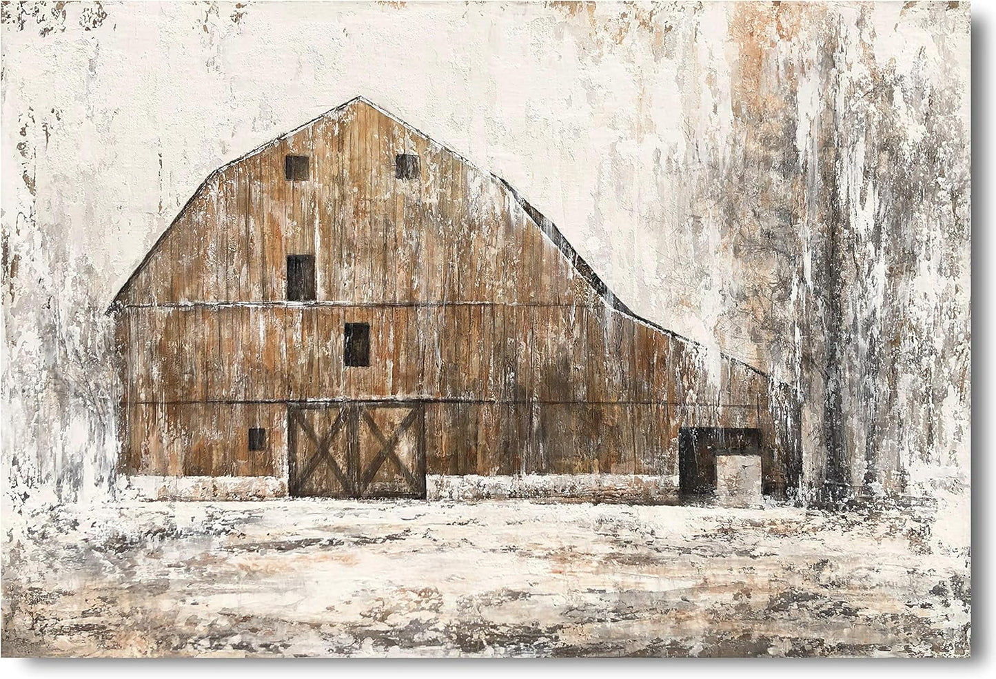 Farmhouse Rustic Wall Decor Hand Painted Barn Canvas