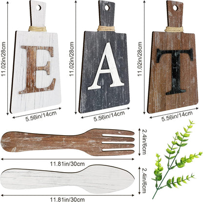 Cutting Board Eat Sign Set Hanging Art Kitchen