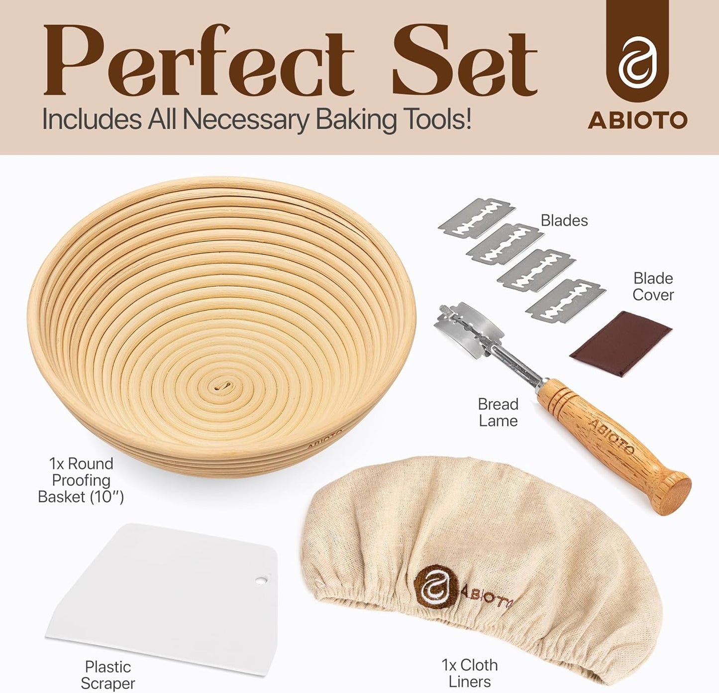 Banneton Bread Proofing Basket Set - a Complete Kit 