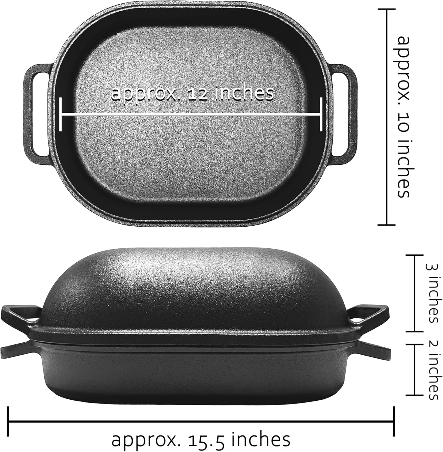 Large Heavy Duty Pre-Seasoned Cast Iron Bread & Loaf Pan - a Perfect Way for Baking