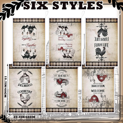 6 Pcs Farm Animal Kitchen Towels Rooster Kitchen Towels 