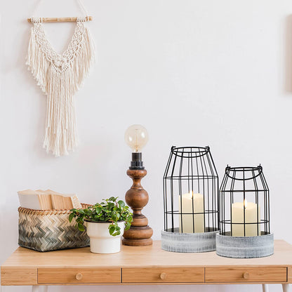 Rustic Farmhouse Lantern Decor Set of 2 