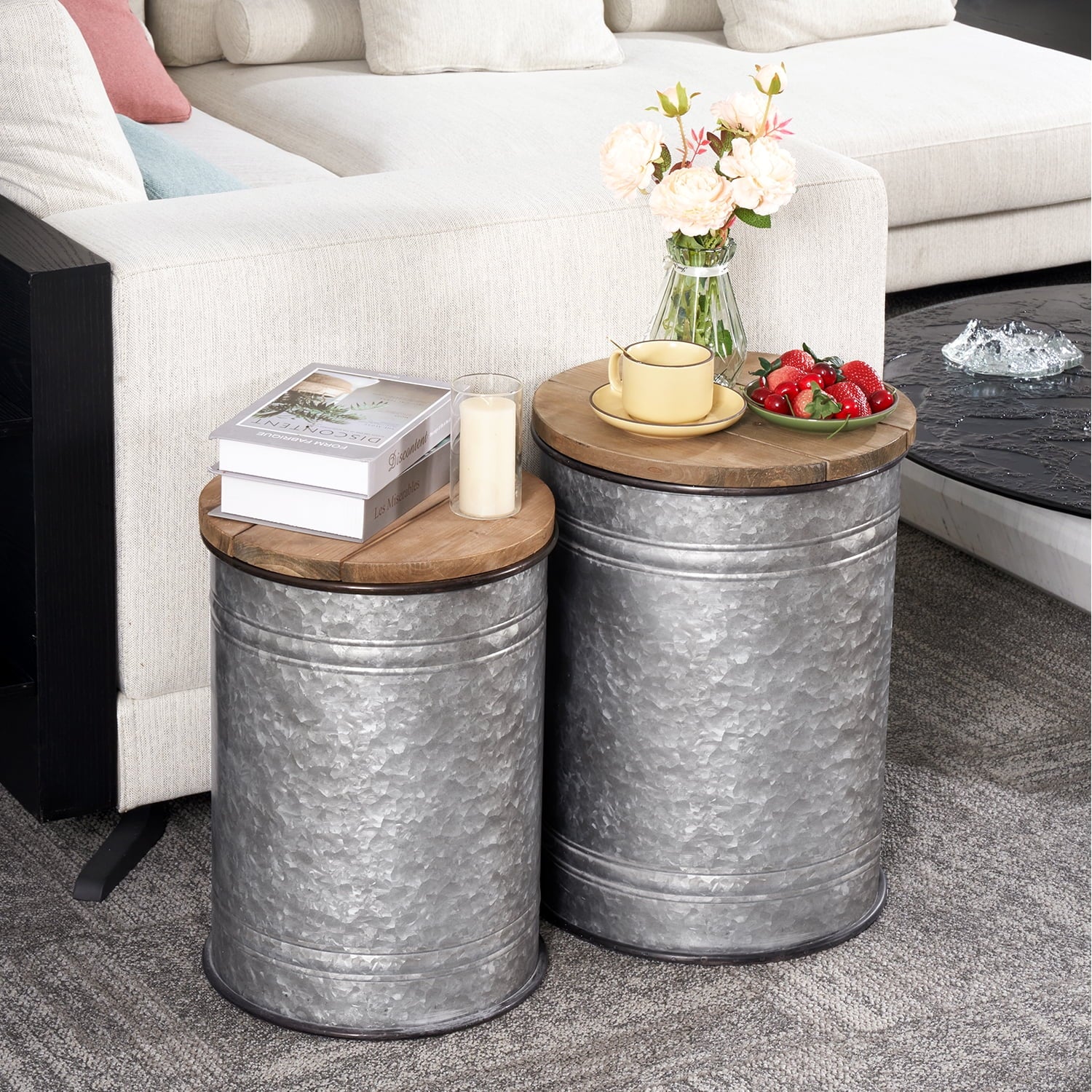 Set of 2 Modern Farmhouse Coffee End Table