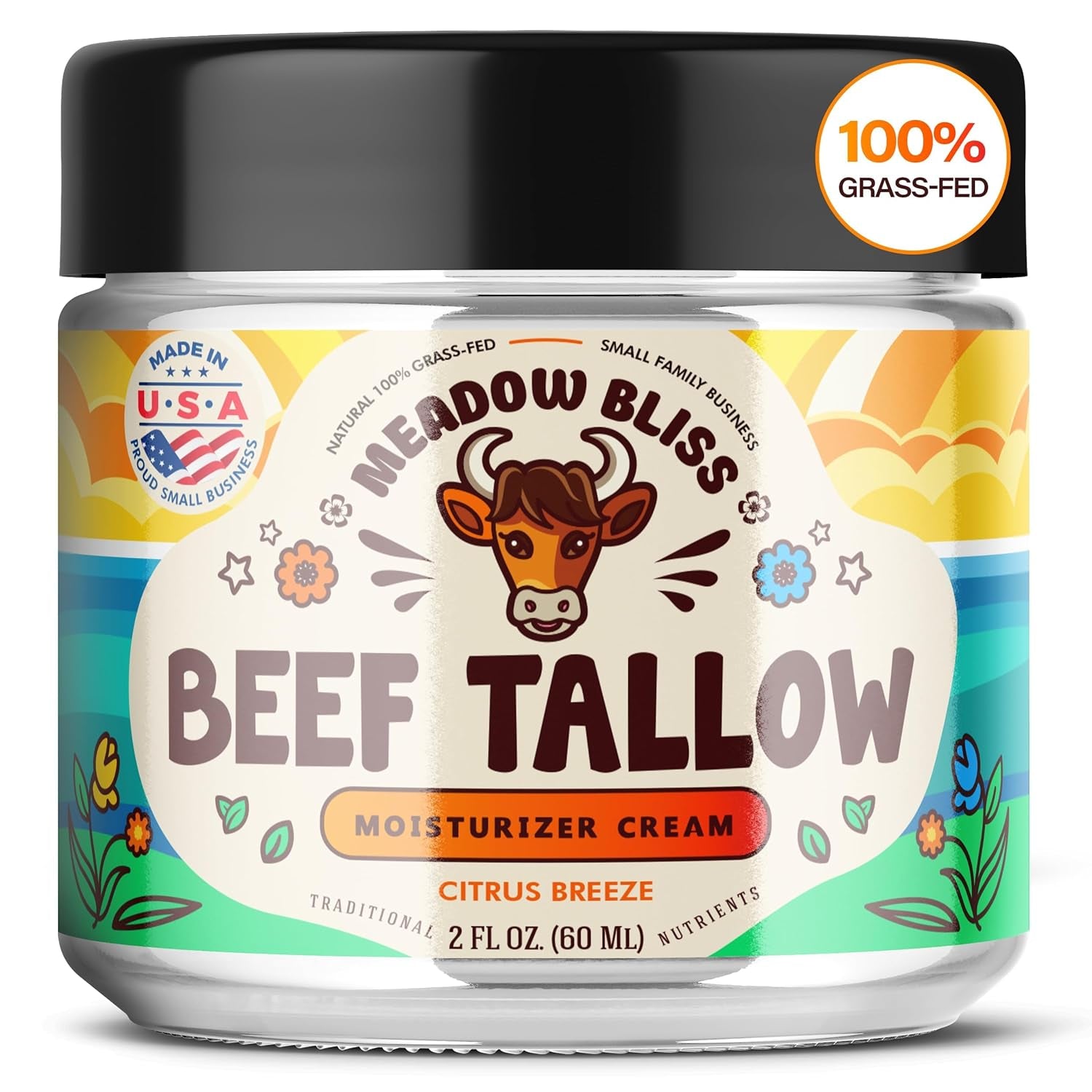 Beef Tallow for Skin - Moisturizer Cream - 100% Grass Fed - Whipped Beef Tallow - Organic Jojoba Oil - Organic Shea Butter 