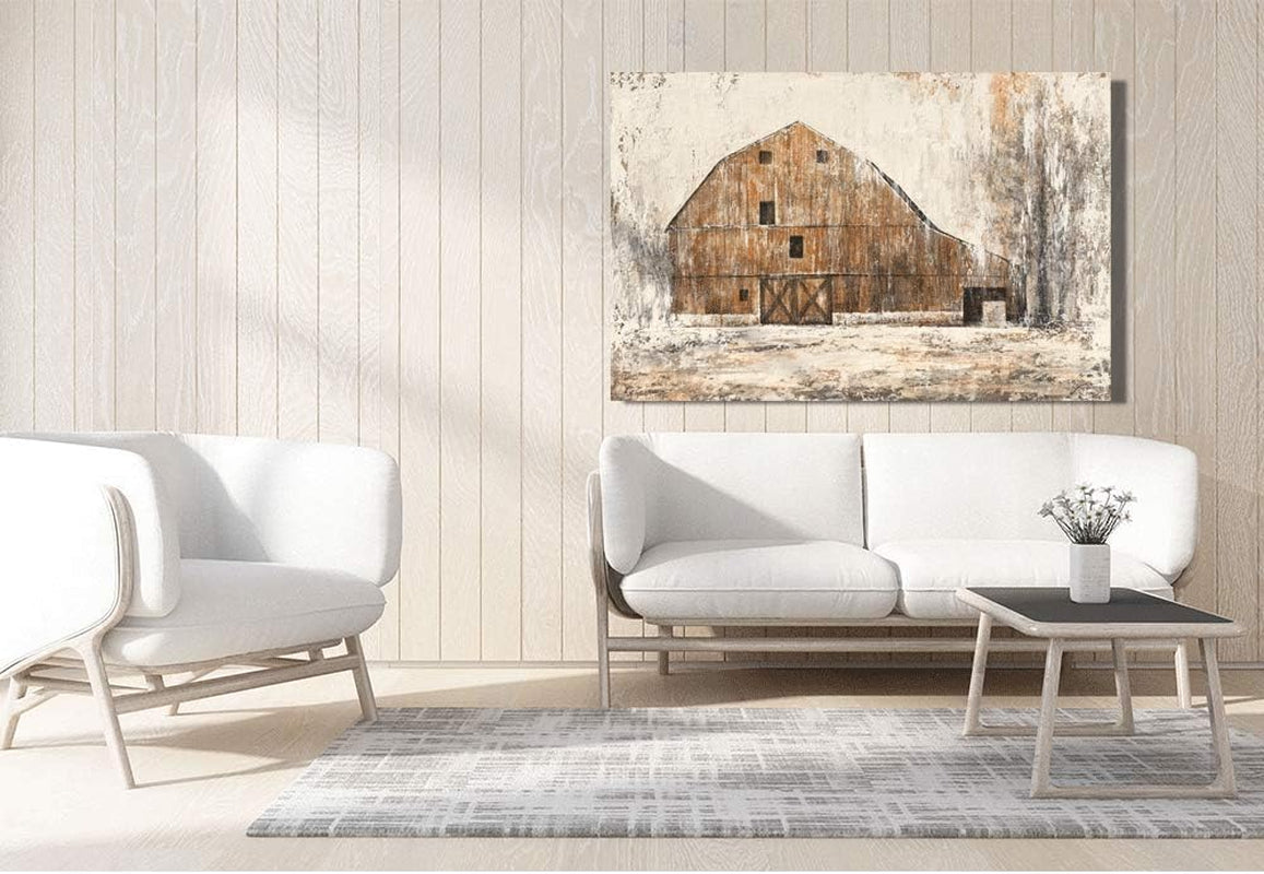 Farmhouse Rustic Wall Decor Hand Painted Barn Canvas