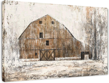 Farmhouse Rustic Wall Decor Hand Painted Barn Canvas