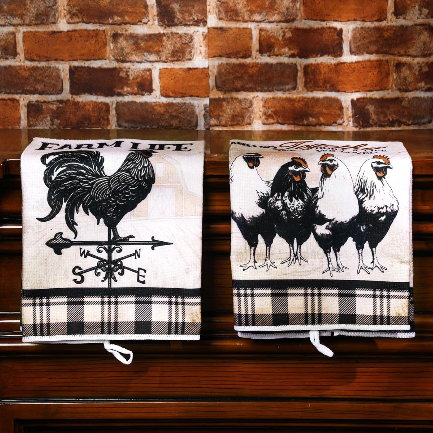 6 Pcs Farm Animal Kitchen Towels Rooster Kitchen Towels 