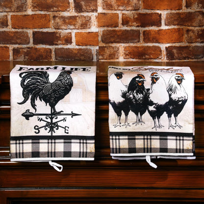 6 Pcs Farm Animal Kitchen Towels Rooster Kitchen Towels 