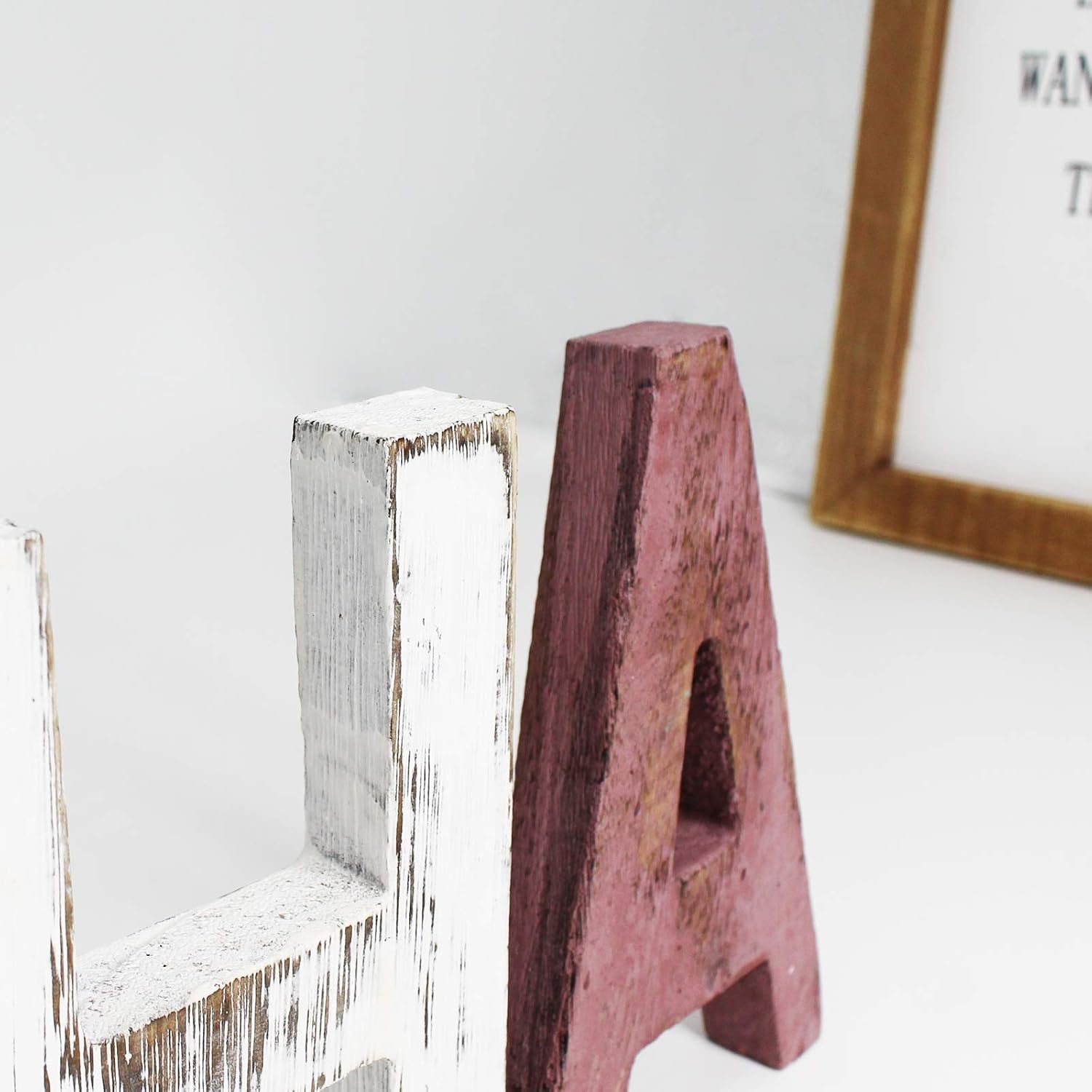 Rustic Wood Laugh Sign, Decorative Wooden Block Word Laugh Signs