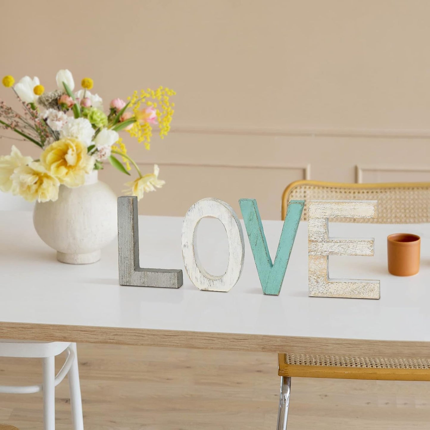 Rustic Wood Love Sign, Decorative Wooden Block Word Signs