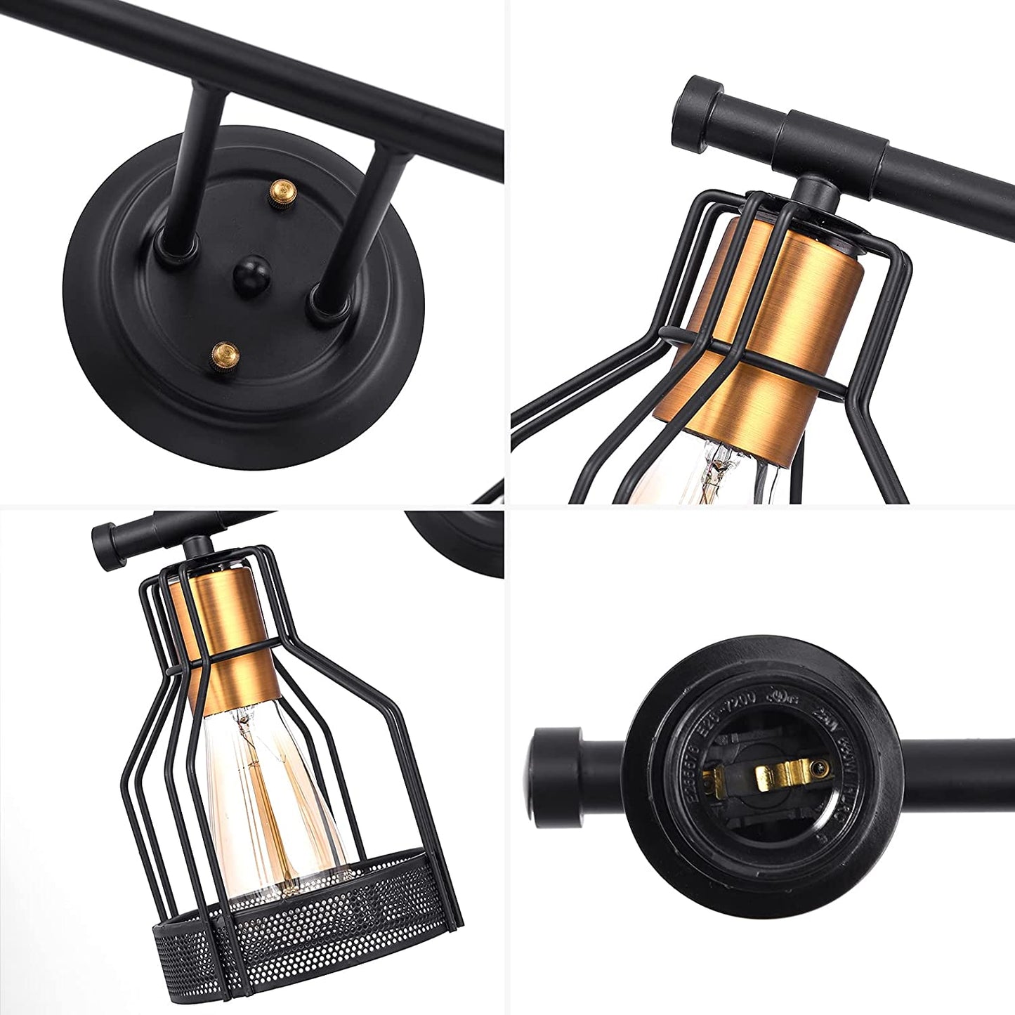 Industrial Bathroom Vanity Light 3 Light Farmhouse Metal Cage Bathroom Wall Light Fixture