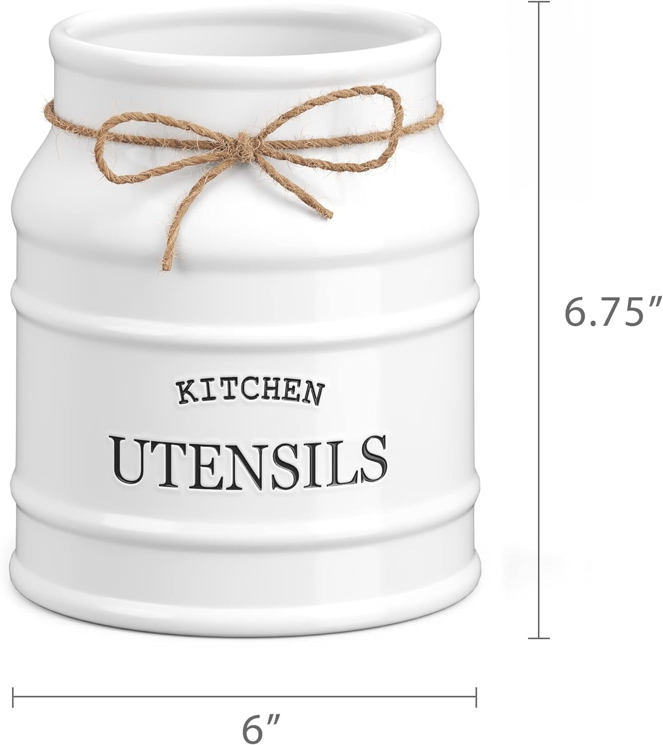 Ceramic Farmhouse Utensil Holder for Kitchen Counter