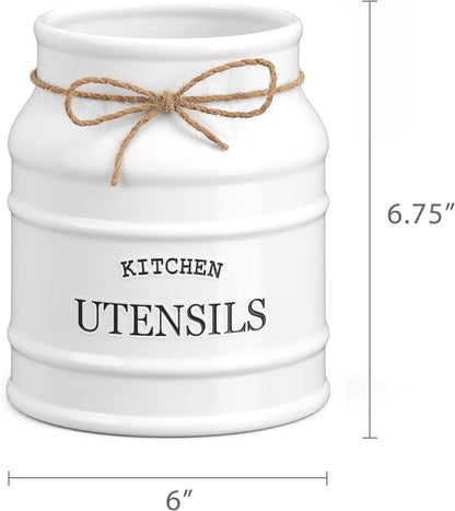 Ceramic Farmhouse Utensil Holder for Kitchen Counter