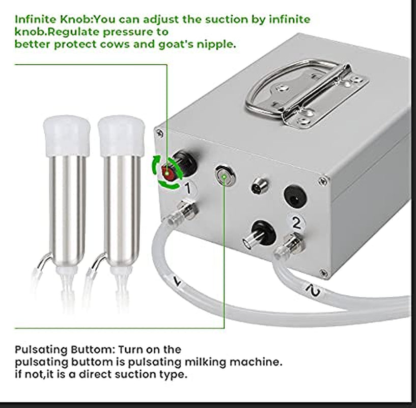 14L Cow Milking Machine with Rechargeable Pulse Direct Suction Integration Vacuum Pump 