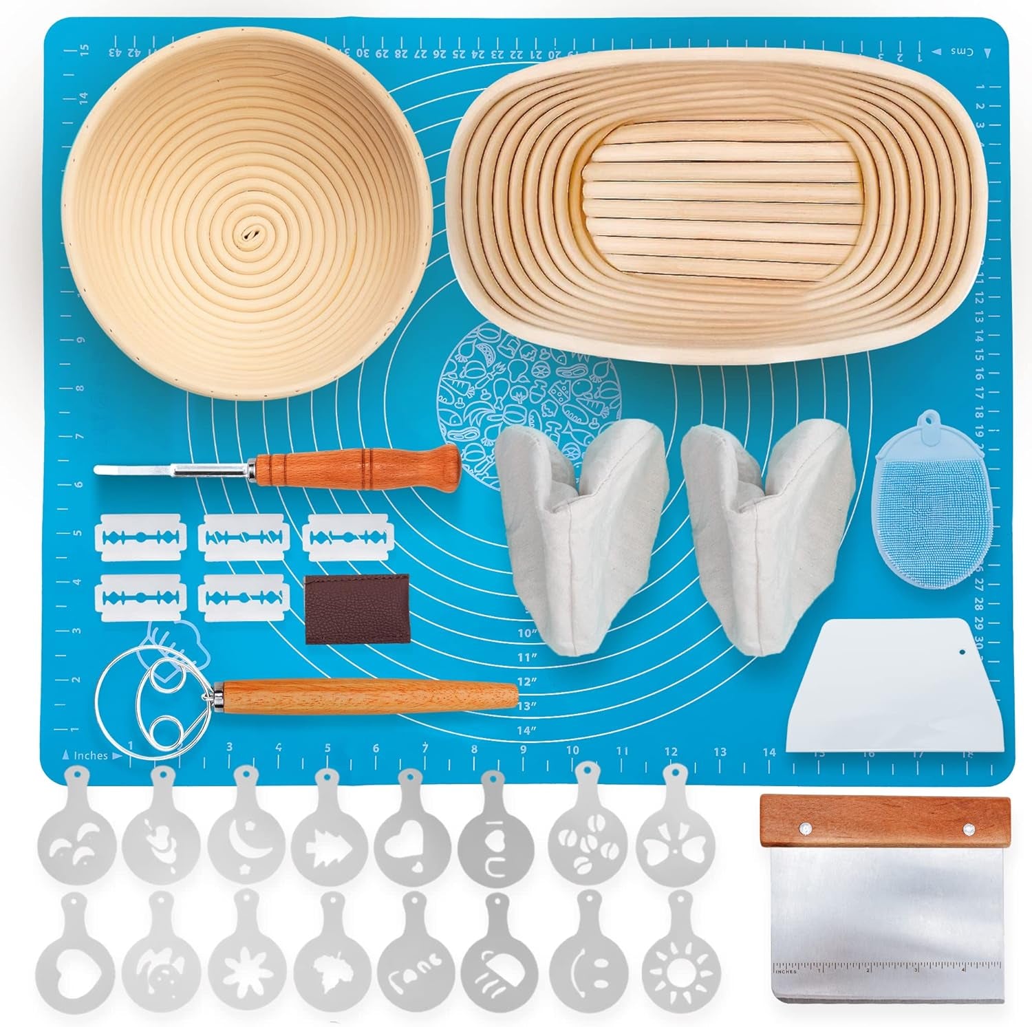 Banneton Bread Proofing Basket Set - 27 Piece Bread Making Kit