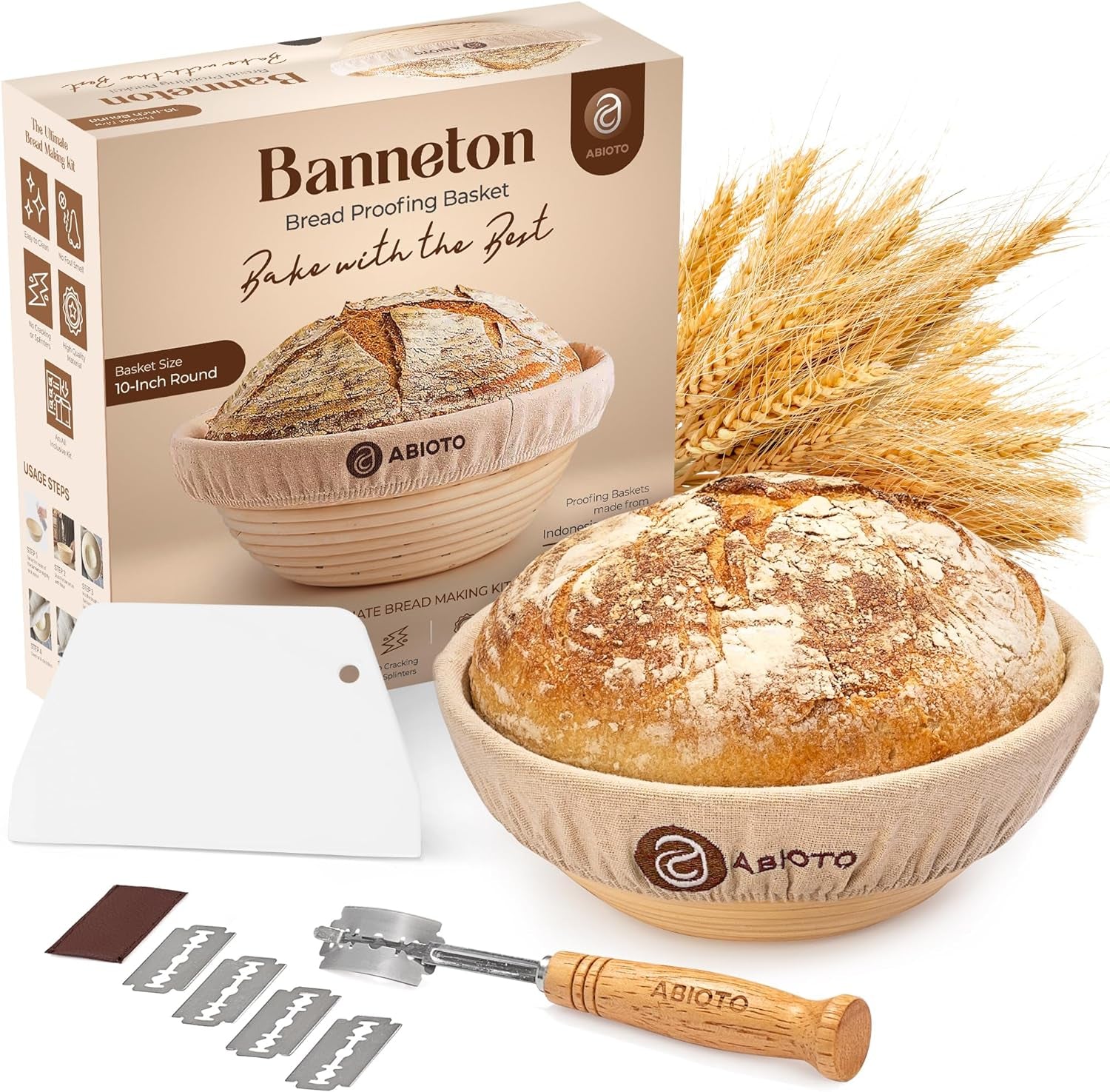 Banneton Bread Proofing Basket Set - a Complete Kit 