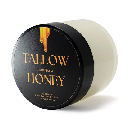 Handmade  Moisturizer | 100% Grass-Fed Tallow + Raw Wild Honey | Whole Body & Face Moisturizer | Whipped & Unscented Balm - 2 Oz.