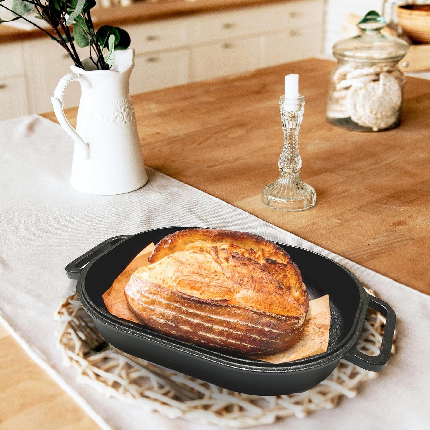 Large Heavy Duty Pre-Seasoned Cast Iron Bread & Loaf Pan - a Perfect Way for Baking