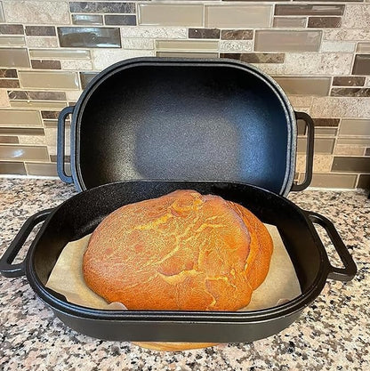 Large Heavy Duty Pre-Seasoned Cast Iron Bread & Loaf Pan - a Perfect Way for Baking