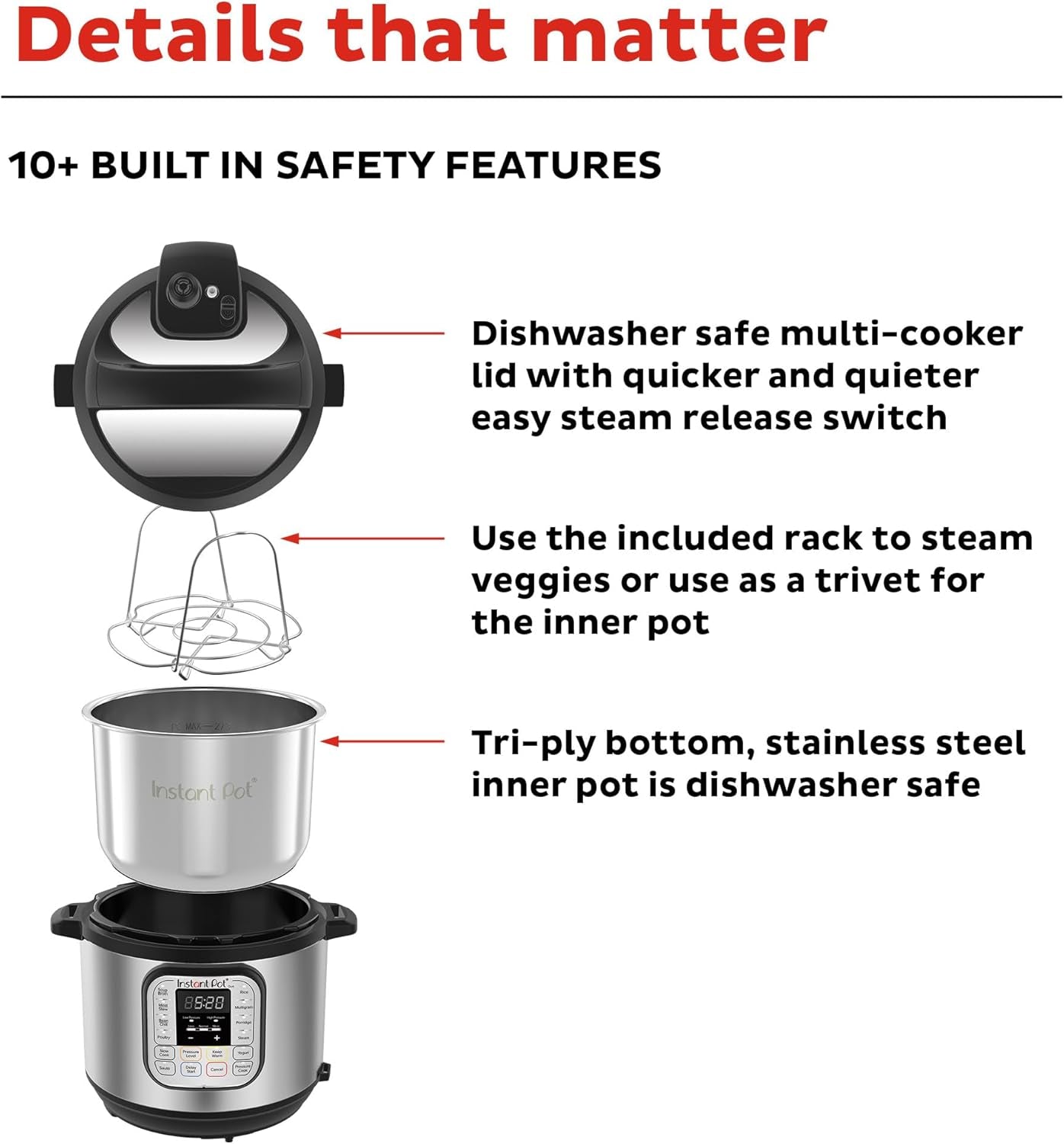 Pot Duo 7-In-1 Electric Pressure Cooker, Slow Cooker, Rice Cooker, Steamer, Sauté, Yogurt Maker, Warmer & Sterilizer