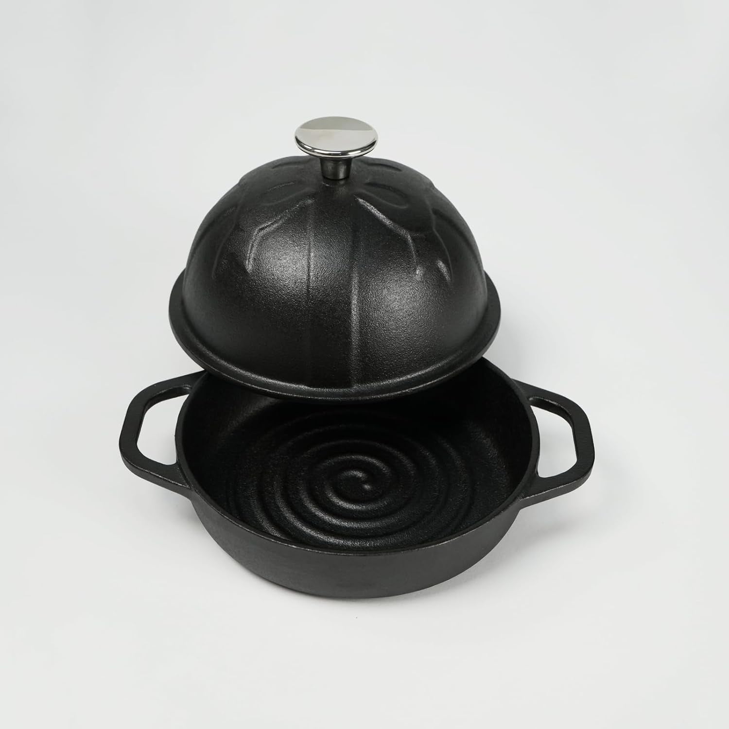 Cast Iron Bread Cloche, Dia.6.3Inch/16Cm, Sourdough Baking Pan Pre-Seasoned Black