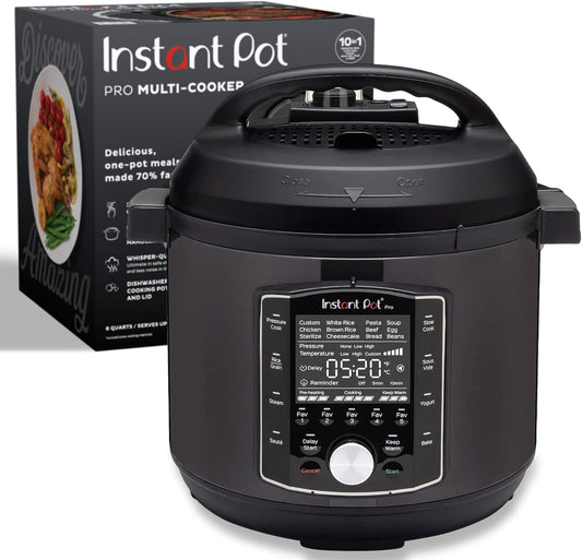 Pot Pro 10-In-1 Pressure Cooker, Slow Cooker, Rice/Grain Cooker, Steamer, Sauté, Sous Vide, Yogurt Maker, Sterilizer, and Warmer, Includes App with over 800 Recipes, Black, 6 Quart