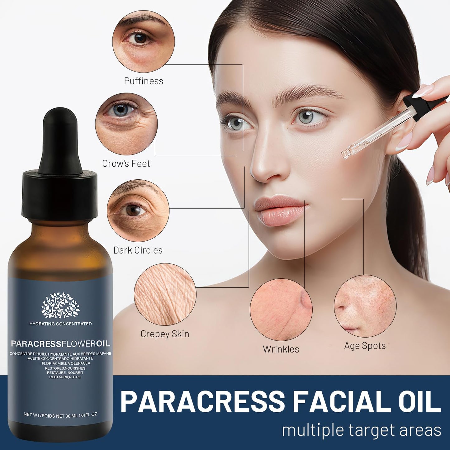 2PCS Paracress Facial Oil Reduce Smooth Fine Lines and Wrinkles,For All Skin Types