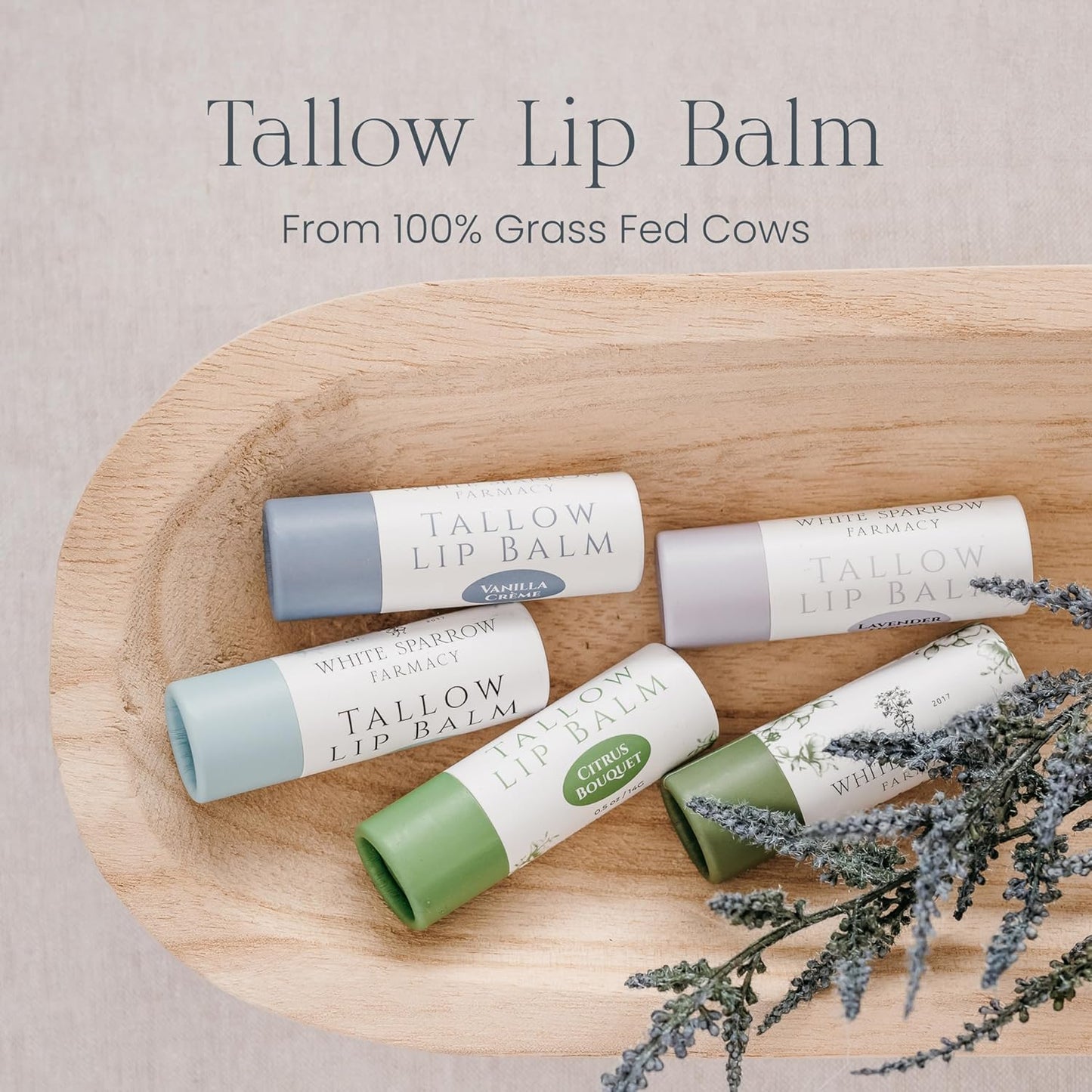 Organic Tallow Lip Balm (Lavender & Honey)