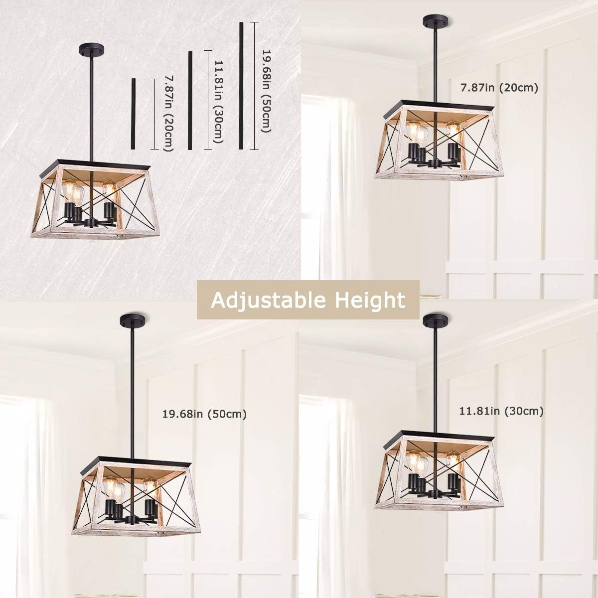 4-Light E26 Farmhouse Pendant Light Kitchen Island Lighting