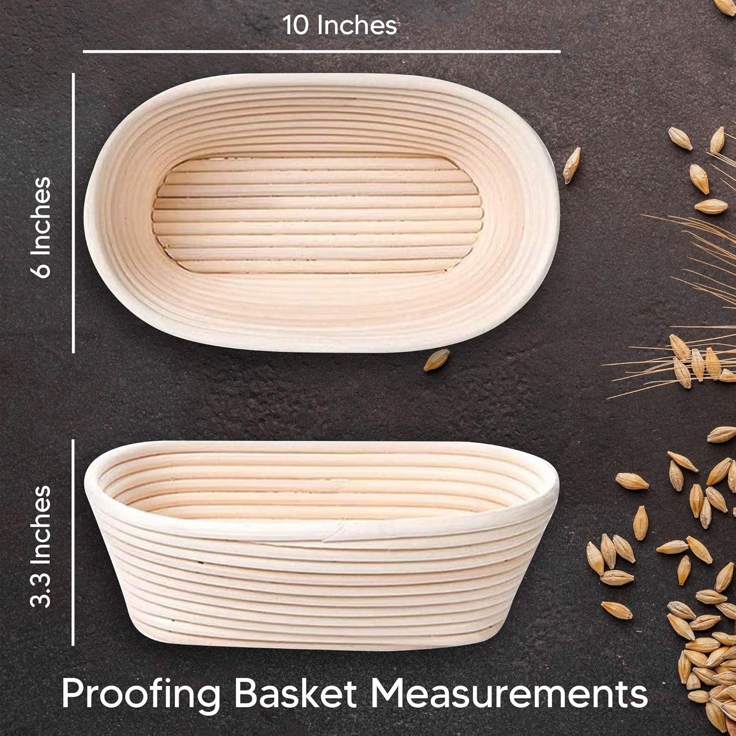 Oval Banneton Basket, Oval Bread Proofing Basket Set- 10Inch