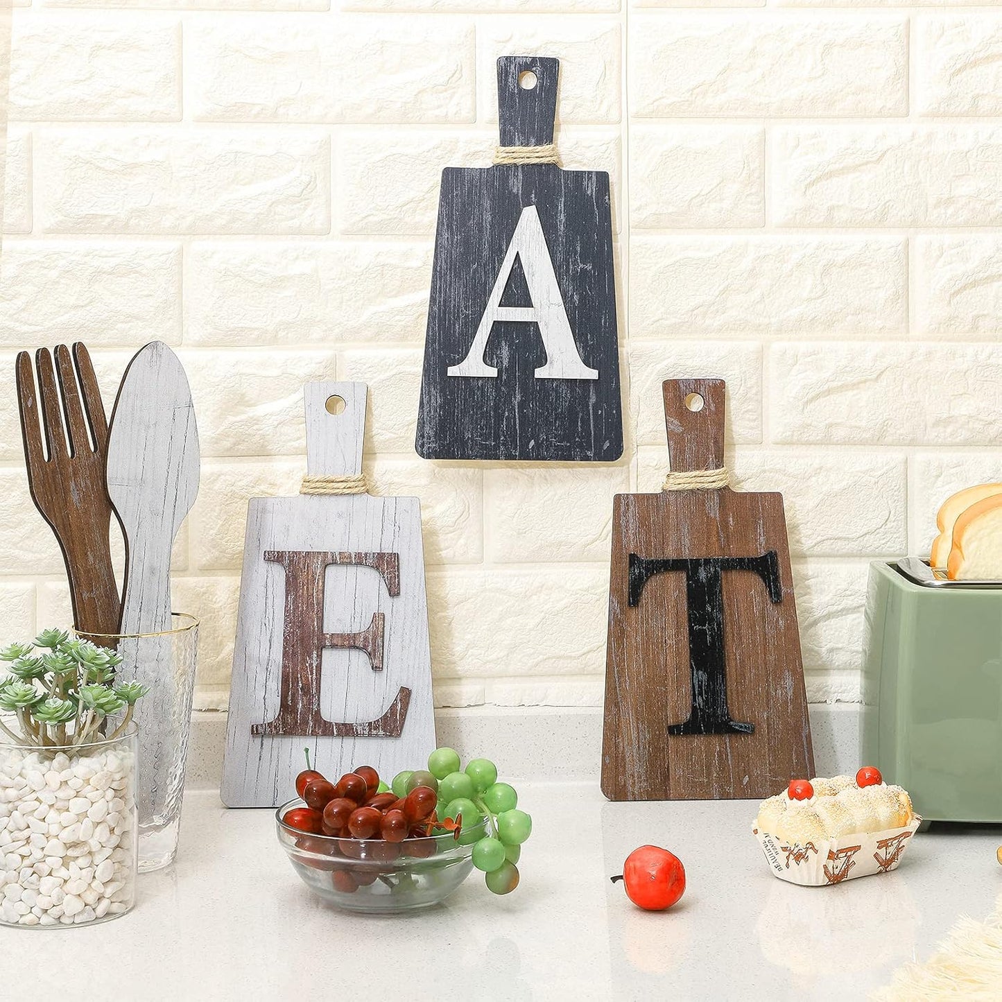 Cutting Board Eat Sign Set Hanging Art Kitchen