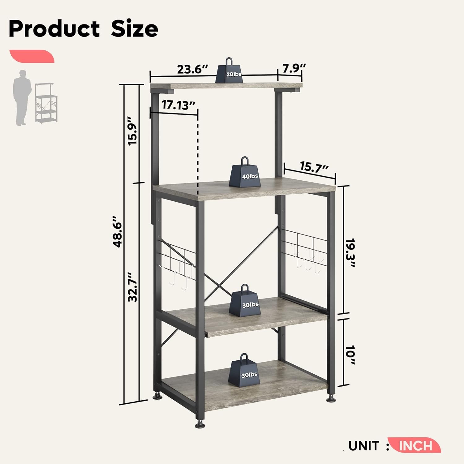 Kitchen Bakers Rack Microwave Stand Kitchen Cart on Wheels