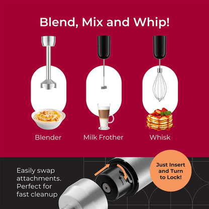 Immersion Blender Handheld - 8 Speed Stainless Steel Electric Hand Blender