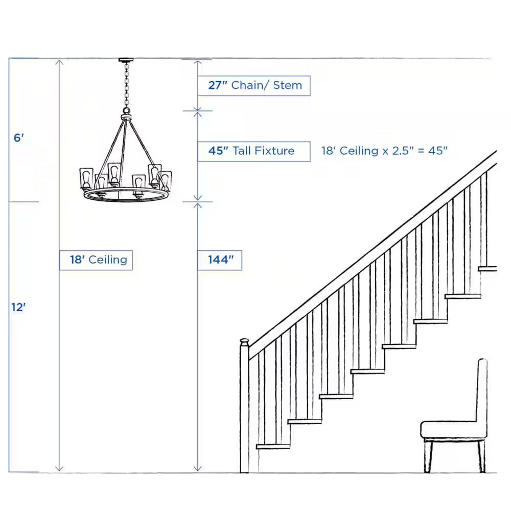 5-Light Graphite Farmhouse Linear Island Chandelier Light