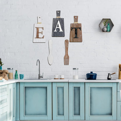 Cutting Board Eat Sign Set Hanging Art Kitchen