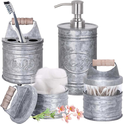 Rustic Bathroom Accessories Set 4 - Galvanized 