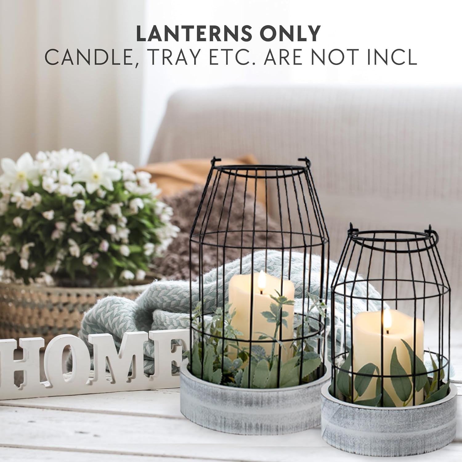 Rustic Farmhouse Lantern Decor Set of 2 