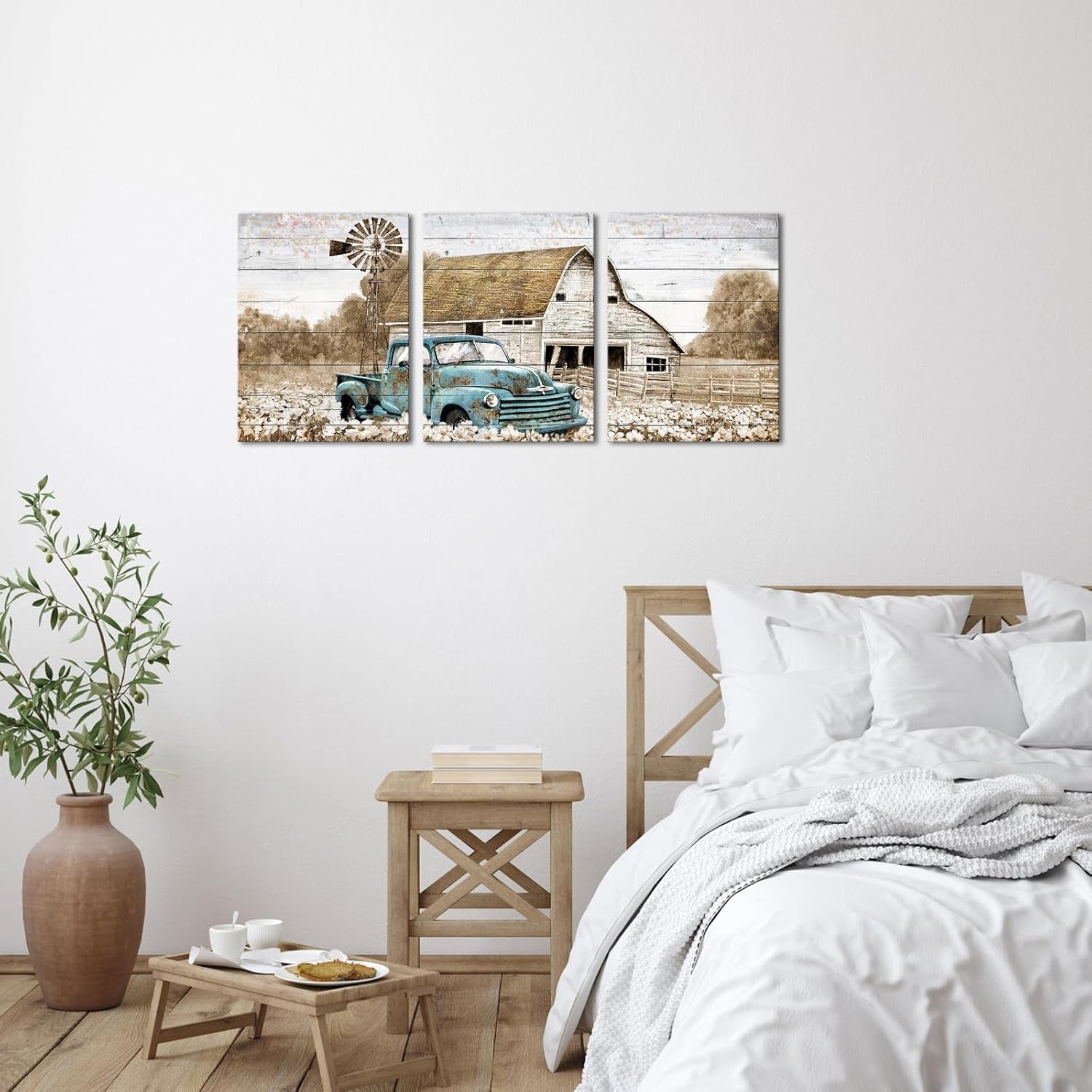 Farmhouse Canvas Wall Art Framed Countryside Landscape Paintings