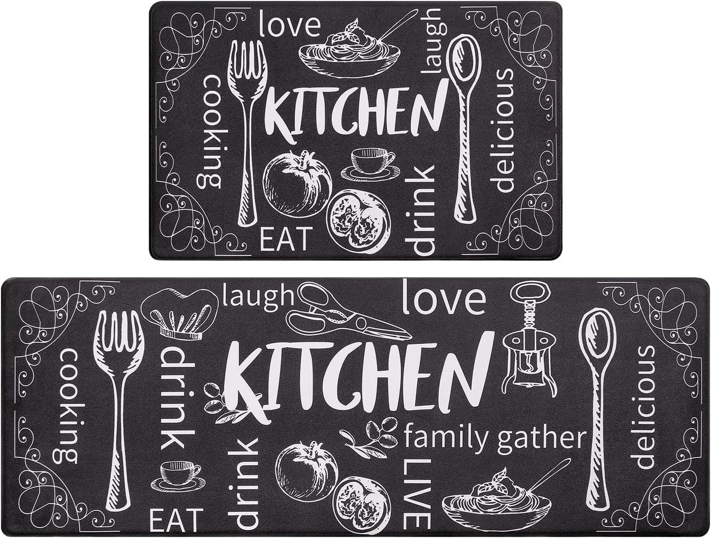 anti Fatigue Kitchen Rug Set of 2 Non Slip Cushioned Kitchen Mats