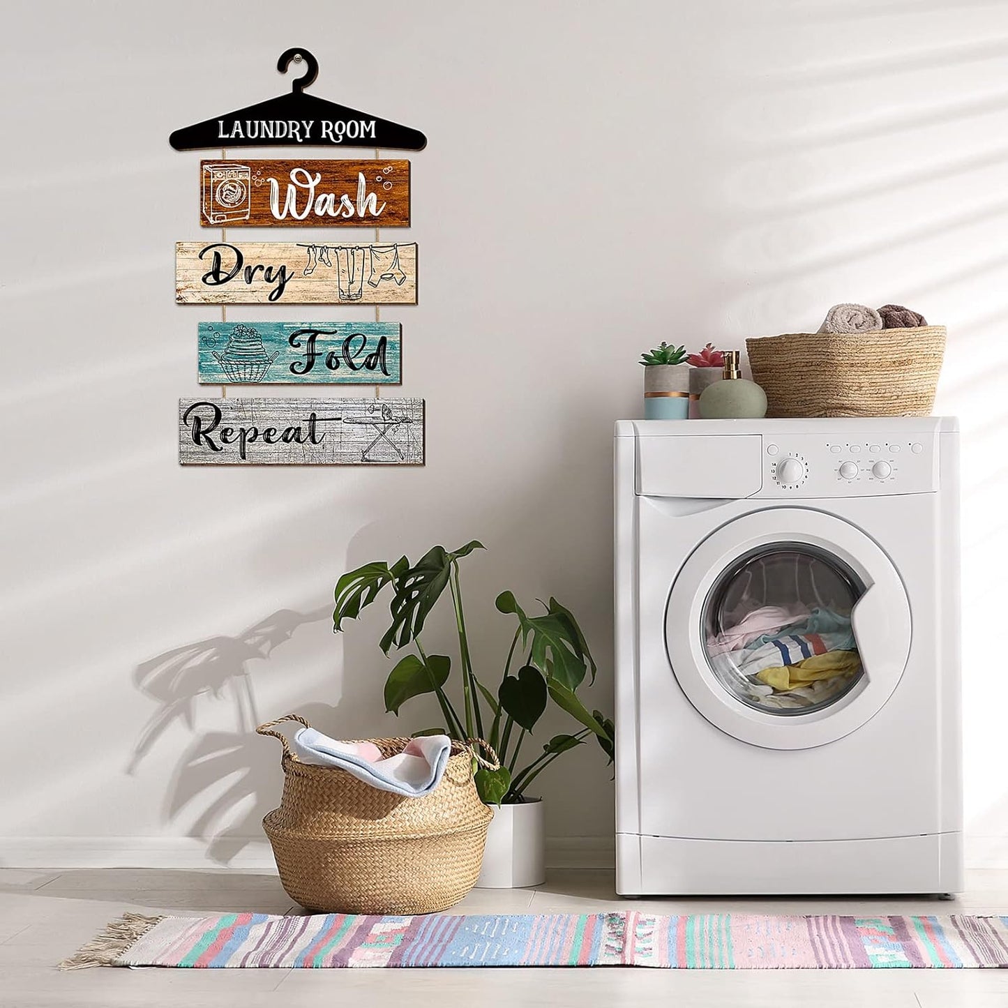 5 Pieces Laundry Room Wall Sign Rustic Laundry Room 