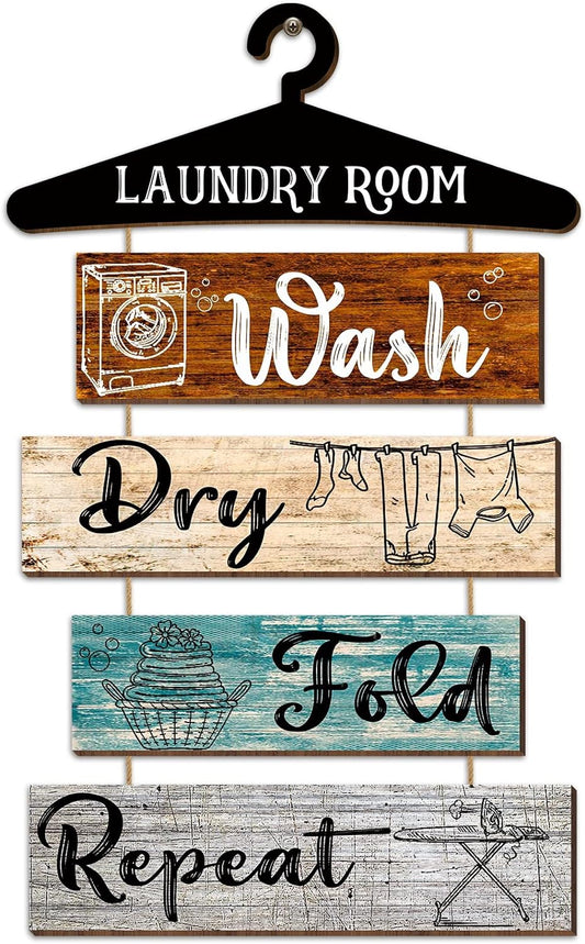 5 Pieces Laundry Room Wall Sign Rustic Laundry Room 