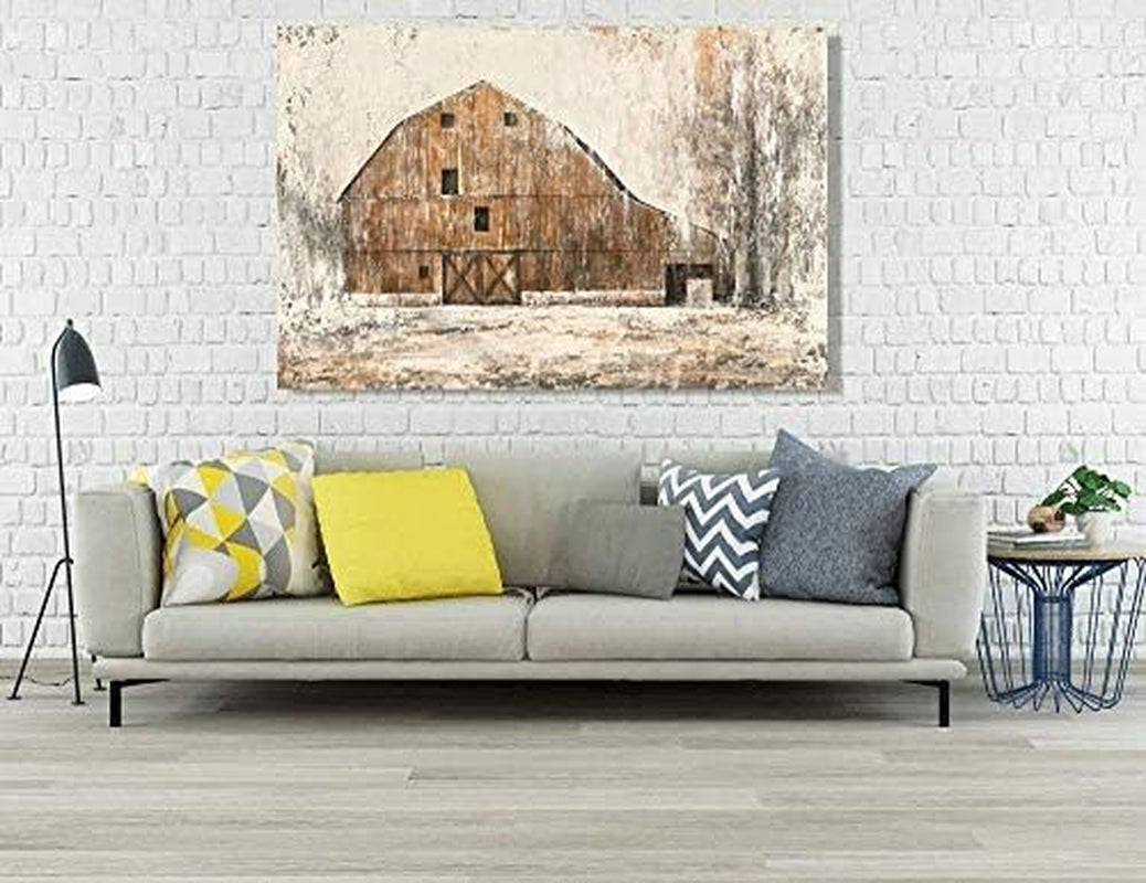 Farmhouse Rustic Wall Decor Hand Painted Barn Canvas