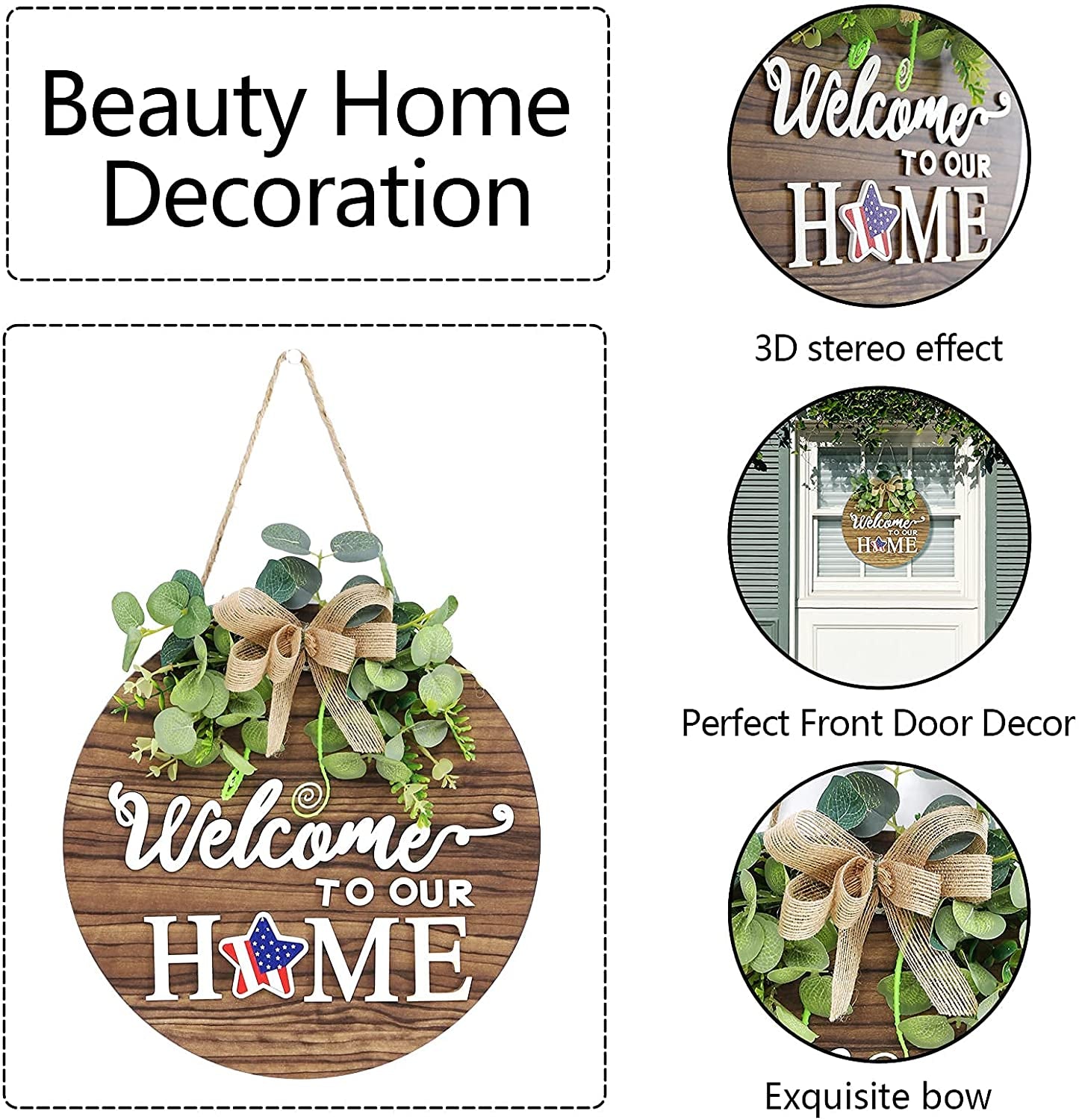 Interchangeable Seasonal Welcome Sign Front Door Decoration