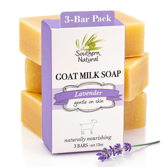 Goat Milk Soap Bar (Lavender 3 Pack) for Dry Sensitive Skin