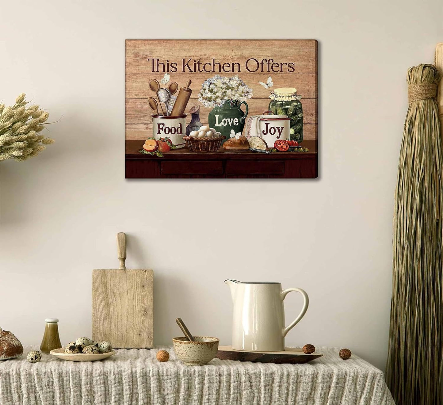 Country Kitchen Food Still Life Canvas Wall Art Vintage Rustic Farmhouse 