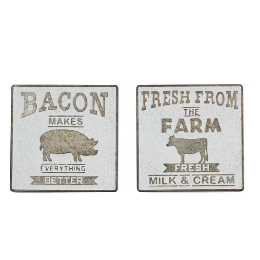 Square Galvanized Farmhouse Metal Wall Decor